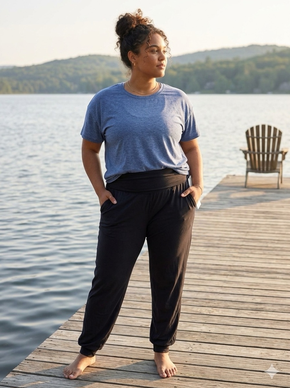 NWT CALIA Inspire Foldover Relaxed Yoga Pant Pure Black XXL